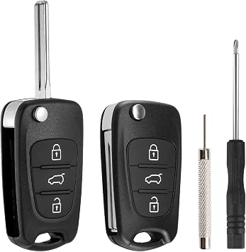 2 Pack 3 Buttons Car Key Fob Case Replacement for Hyundai i10 i20 i30 ix20 ix35 and for Kia Ceed Soul Sportage Venga Remote Car Key Cover Case Folding Car Key Shell