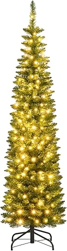 Miniatura 65 de Goplus - Árbol de Navidad artificial cónico de 6 pies, 340 puntas de rama, agujas de cloruro de polivinilo premium, delgado con soporte de metal