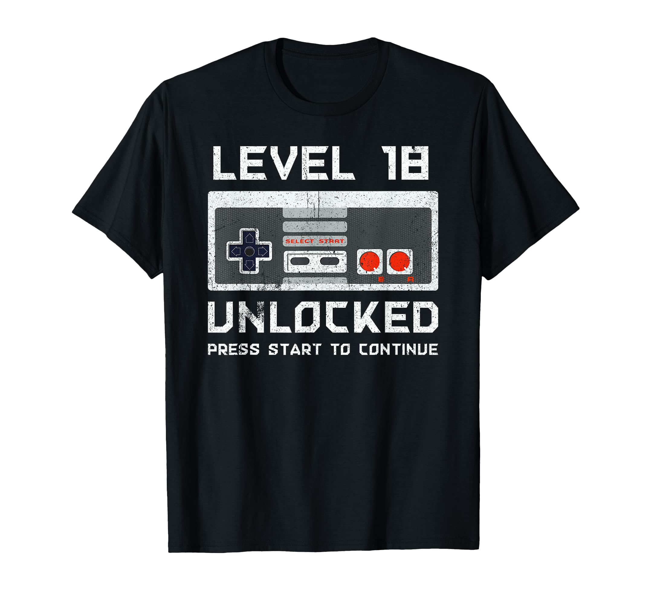 18 Year Old Eighteen Birthday Gift Level 18 Unlocked Gamer T-Shirt