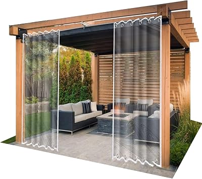 Cortinas Impermeables Lonas Impermeables Exterior Transparente Trabajo Pesado 0,35mm Waterproof/Windproof, for Patio, Pergola, Porch, Gazebos VXHCS5 x 10