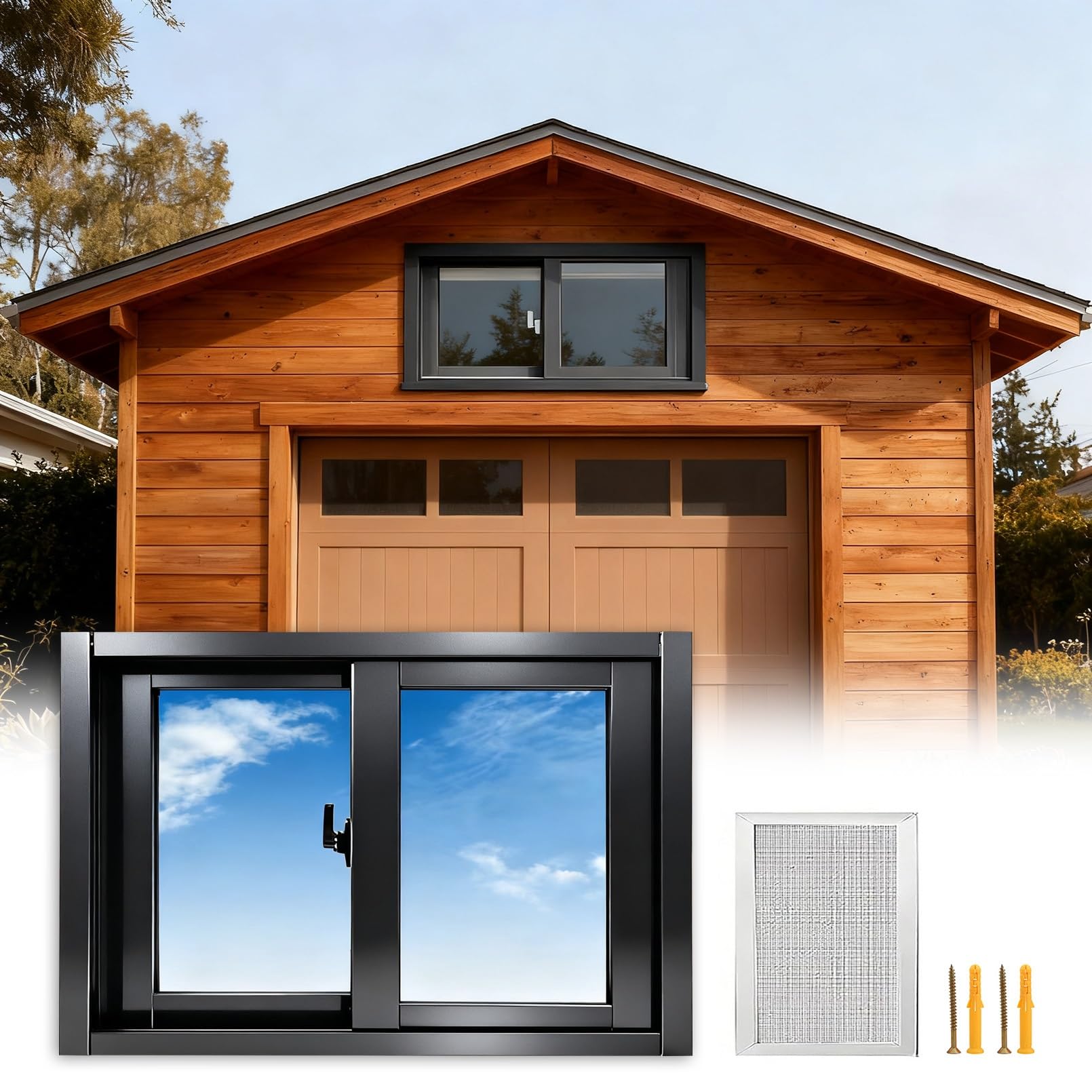 Ventana corrediza para gallinero y cobertizo exterior en aluminio