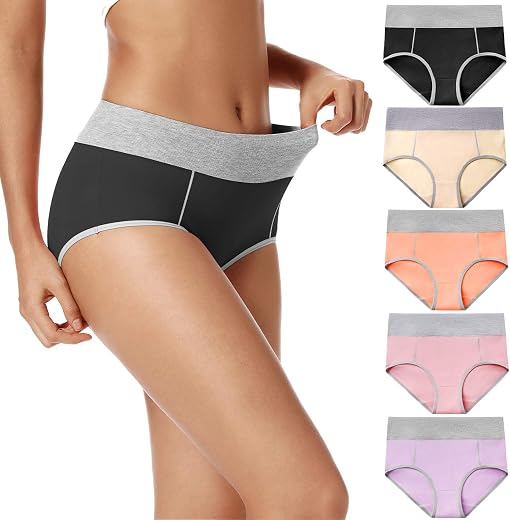 POKARLA Women's High Waist Cotton Underwear Soft Hipster Briefs Full Size