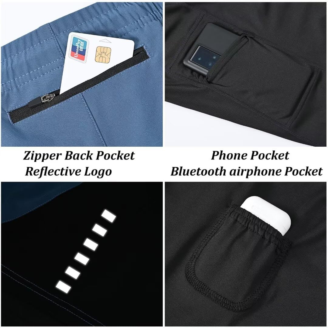 Pdbokew Men's 2 in 1 Running Shorts Lined Workout Shorts Basketball Shorts - Image 4