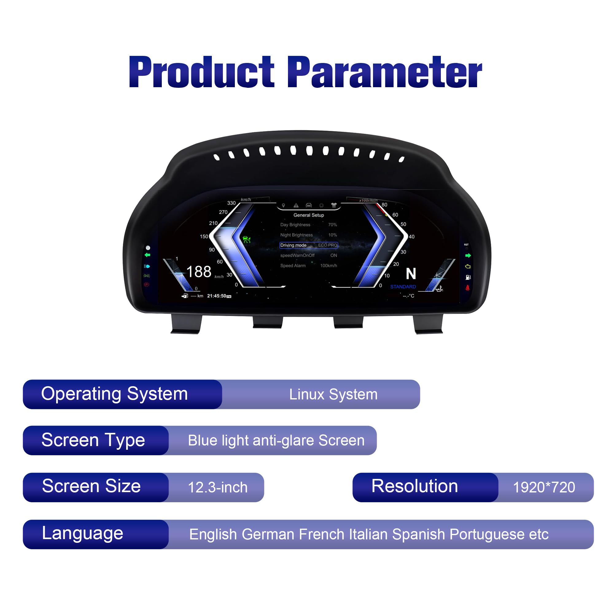 12.3'' Digitales Kombiinstrument für BMW 5/6/7/X3/X4/X5/X6 F01 F07 F10 F15 F16 F18 F25 F26 Tachometer Armaturenbrett