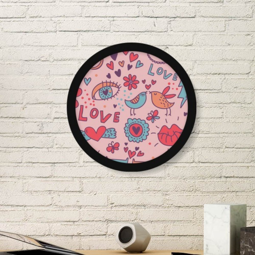 Cadre photo en bois rond noir DIYthinker avec peinture de fleurs romantiques