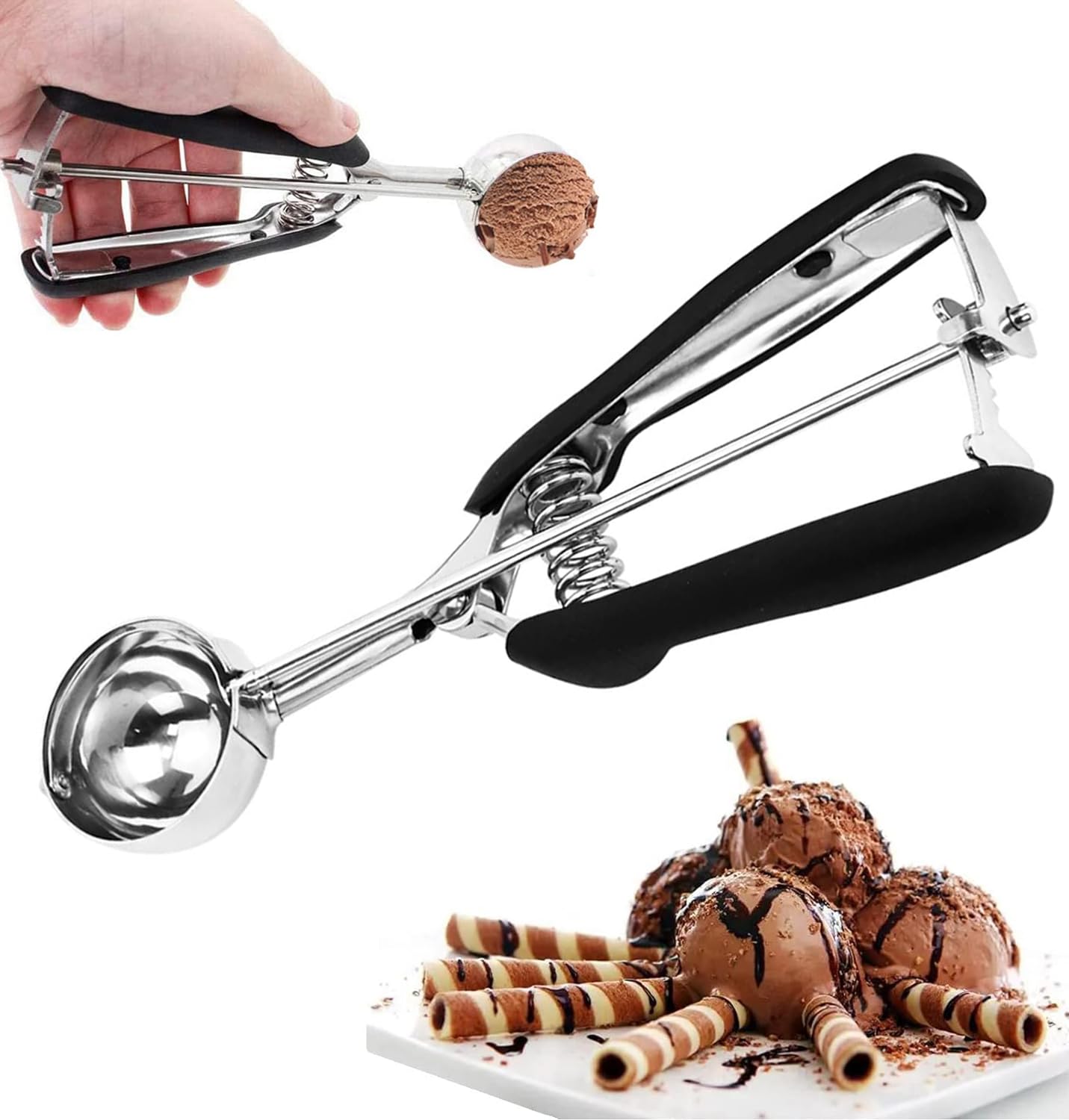 ALANX Ice Cream Scoop, 5CM Cookie Scoop for Baking Cookie Dough Scoop Ice Cream Scooper with Trigger Release Cupcake Scoop Non-slip Grip, Food Scooper For Kitchen Baking (50 mm (3 Tbsp))