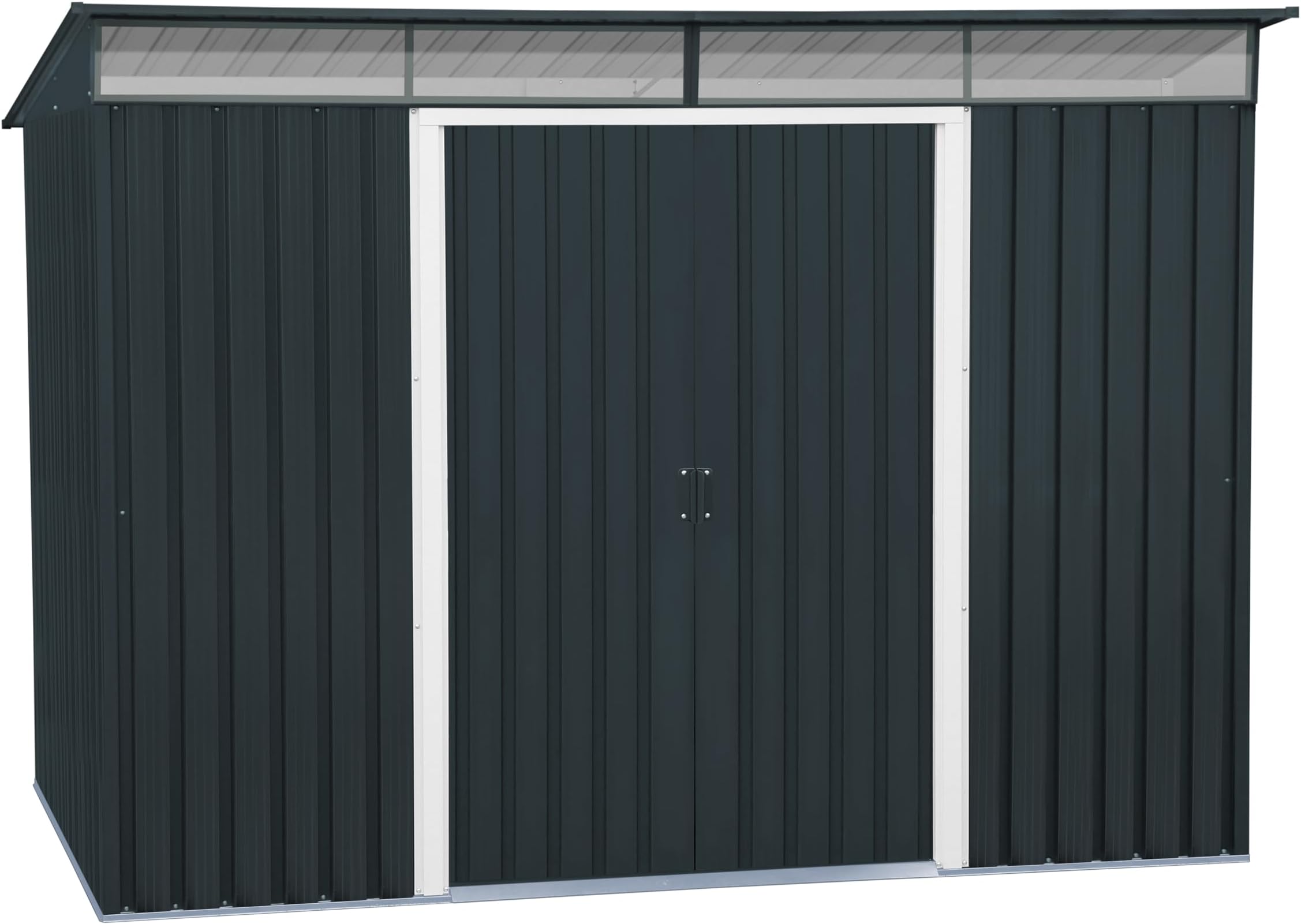 TOP Pent Roof Skylight 8 x 6 (4.86 m2) Metal Garden Shed, Made of Hot-Dipped Galvanized Steel, Strong Reinforced Roof Structure, Built-in skylight for sunlight, Metal Storage Shed, Anthracite