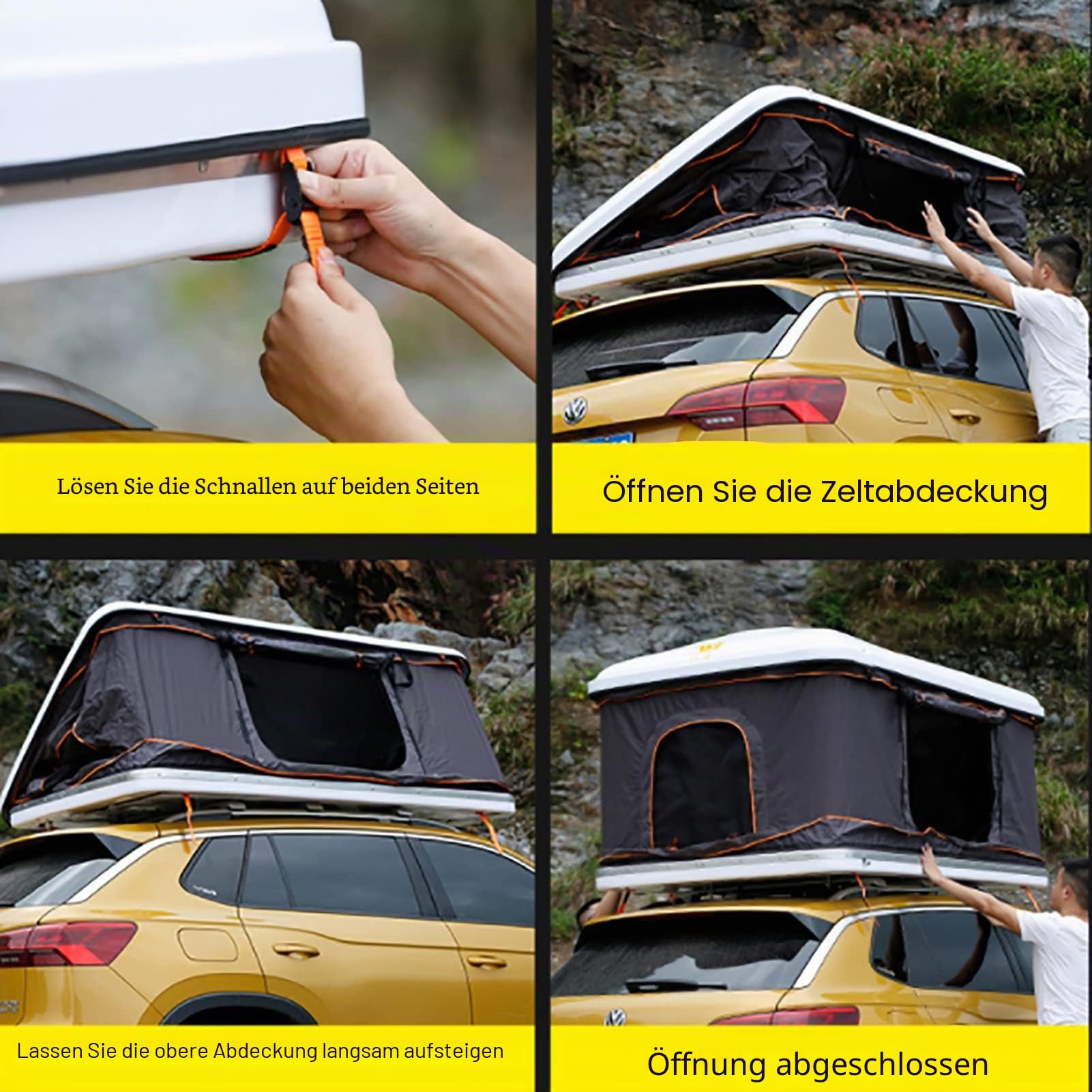 Hartschalen-Dachzelt für den Außenbereich für Offroad-Camping, 2–3 Personen, Pop-Up-Fahrzeug, SUV, LKW, Überland mit Leiter, Hartschalen- Dachzelt für Autos, LKW, SUVs, Camping, Reisemobil(Style4) Auto & Motorrad