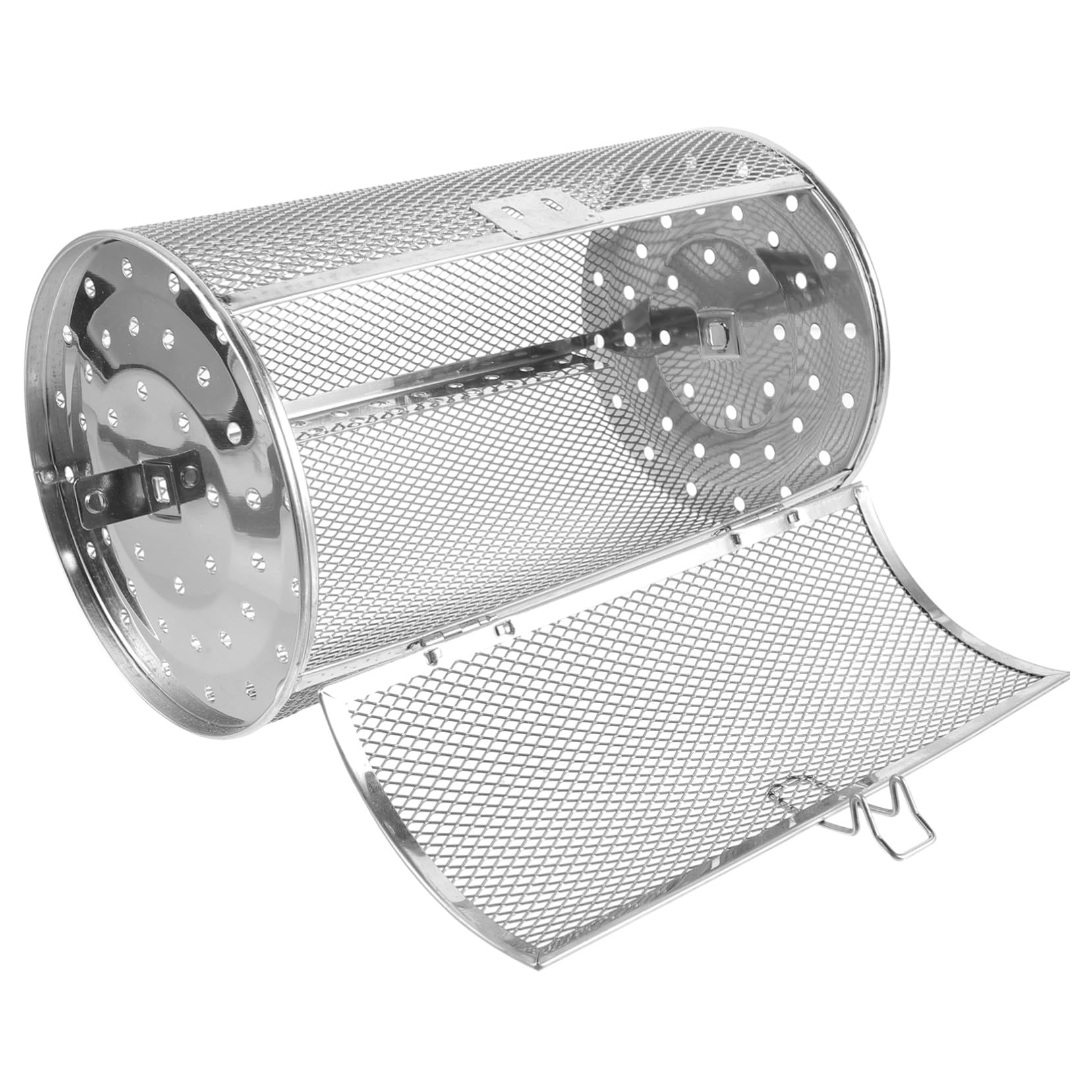Gabbia Grill Rotante in Acciaio Resistente per Forno Elettrico Cestino Girarrosto con Blocco Sicuro Accessorio Cucina per Arrostire Noci Frutta Secca e Carne