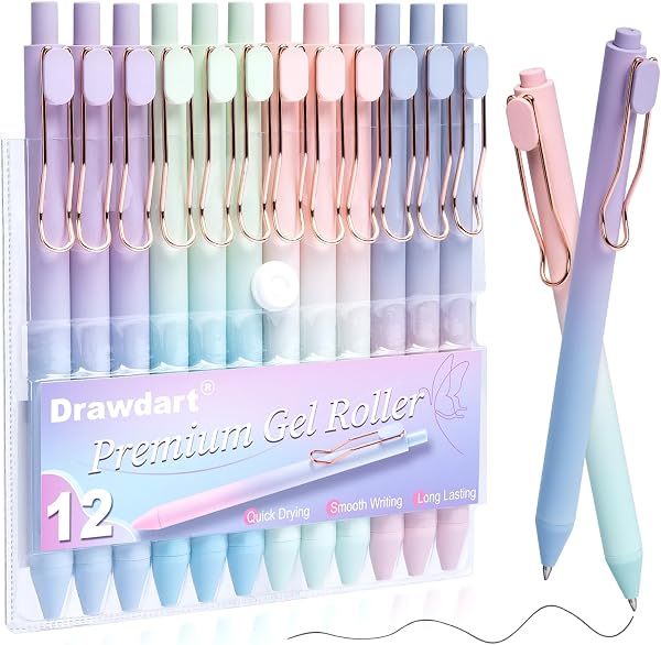Drawdart Smooth Writing Pens, 12 Pcs no Bleed & Smear, Black Ink Fine Point…