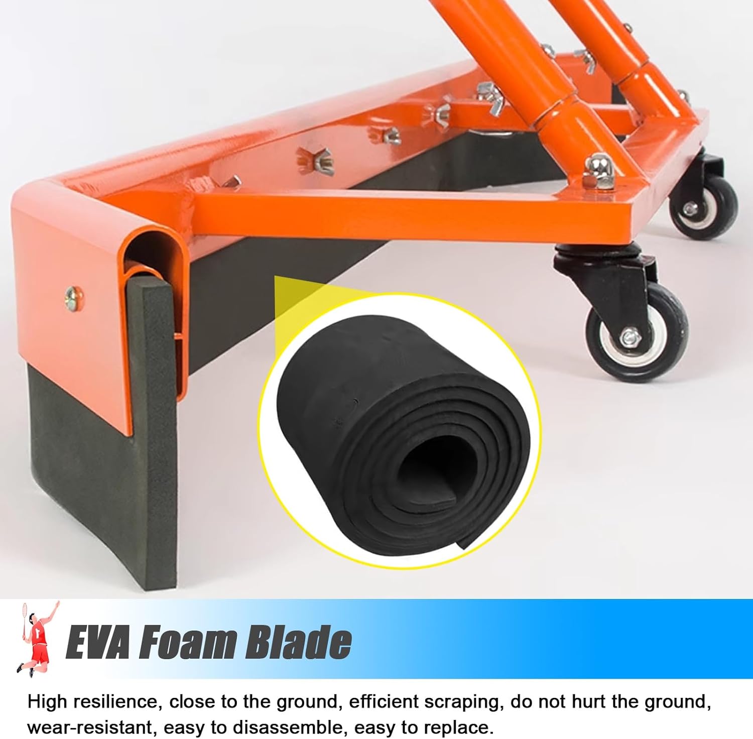 Heavy Duty Outdoor Squeegee Broom with Wheels - Commercial Water Remover for Wood, Concrete & Tile Floors, Ideal for Patios, Parking Lots & Garages (Set of 4)