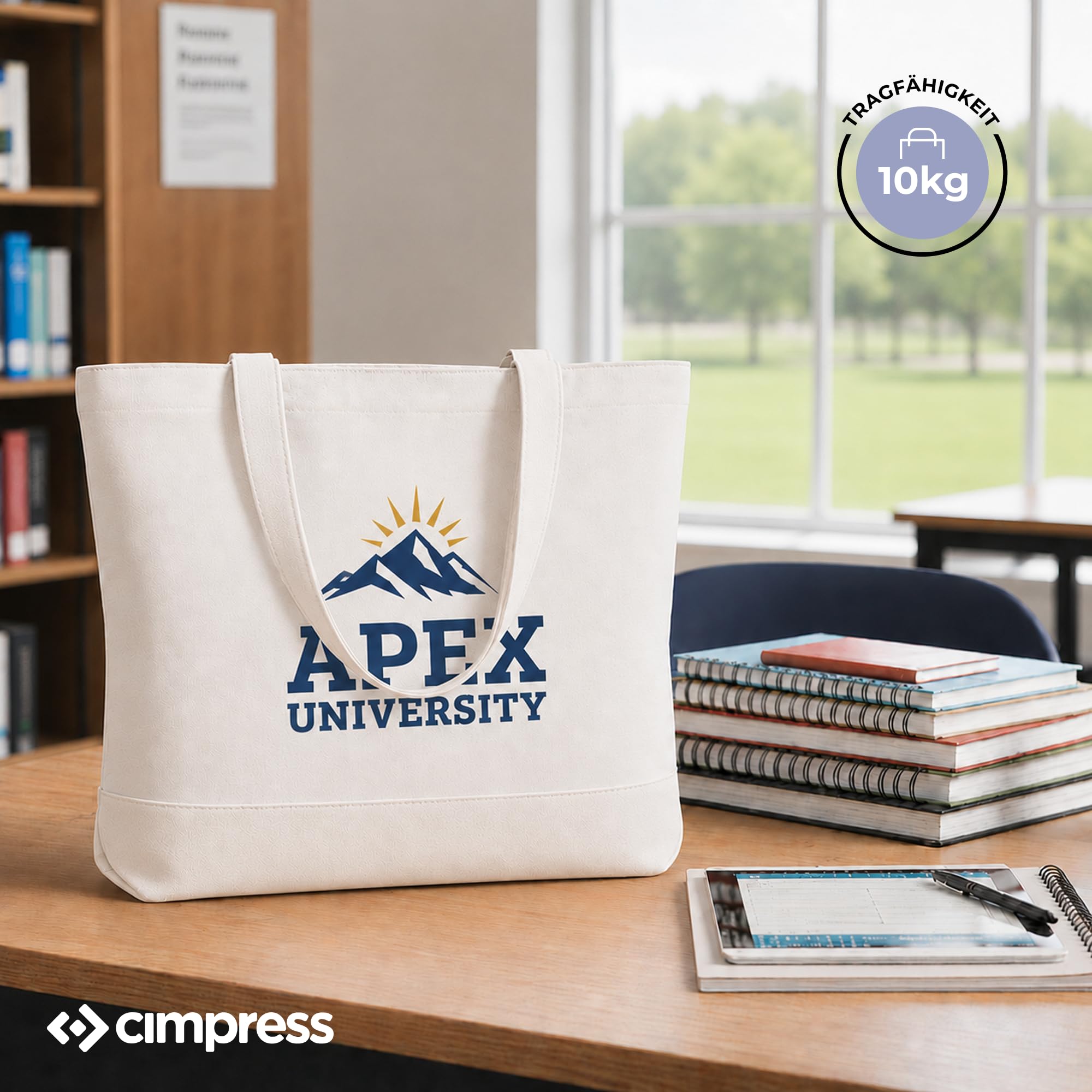 Cimpress Personalisierte Baumwolltaschen, 47 x 38 cm, Naturfarbe/Schwarz | Eigenes Foto, Logo oder Text hinzufügen, beidseitig bedruckbar, ideal für Fotogeschenke, Alltag, Einzelhandel und Events