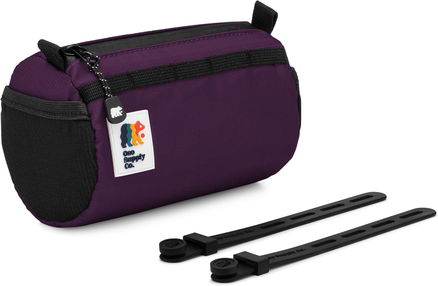 Oso Supply Co Handlebar Bike Bag – Water-Resistant Hard Shell with Quick-Access Zipper, Side Mesh Pockets, and Spacious Storage – Ideal for Cycling, Commuting, and Adventure Rides (Purple)