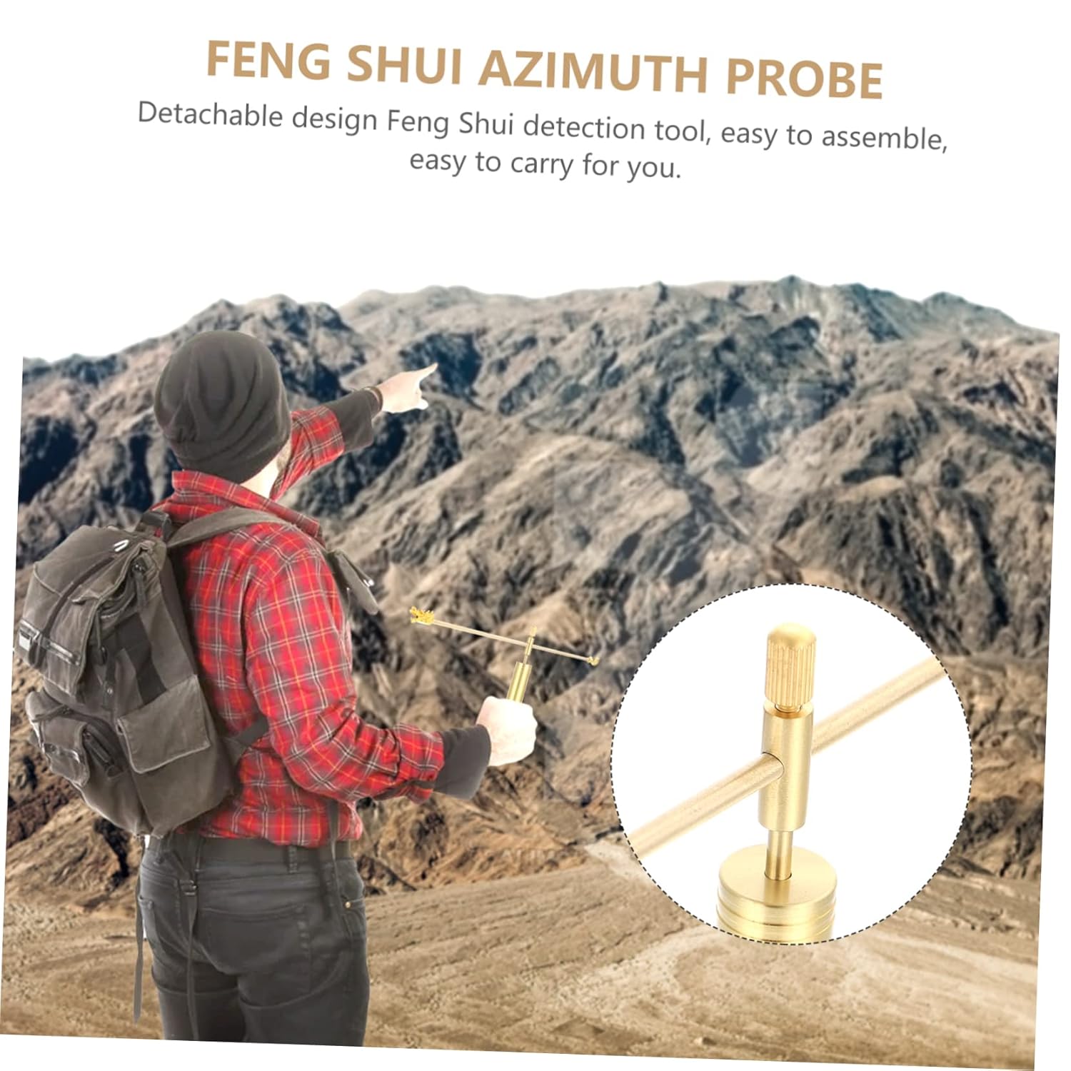 Dragon-Head Copper Dowsing Rod for Water Detection and Feng Shui Analysis Lightweight Detachable Design with Compass for Energy Guidance and Treasure Finding