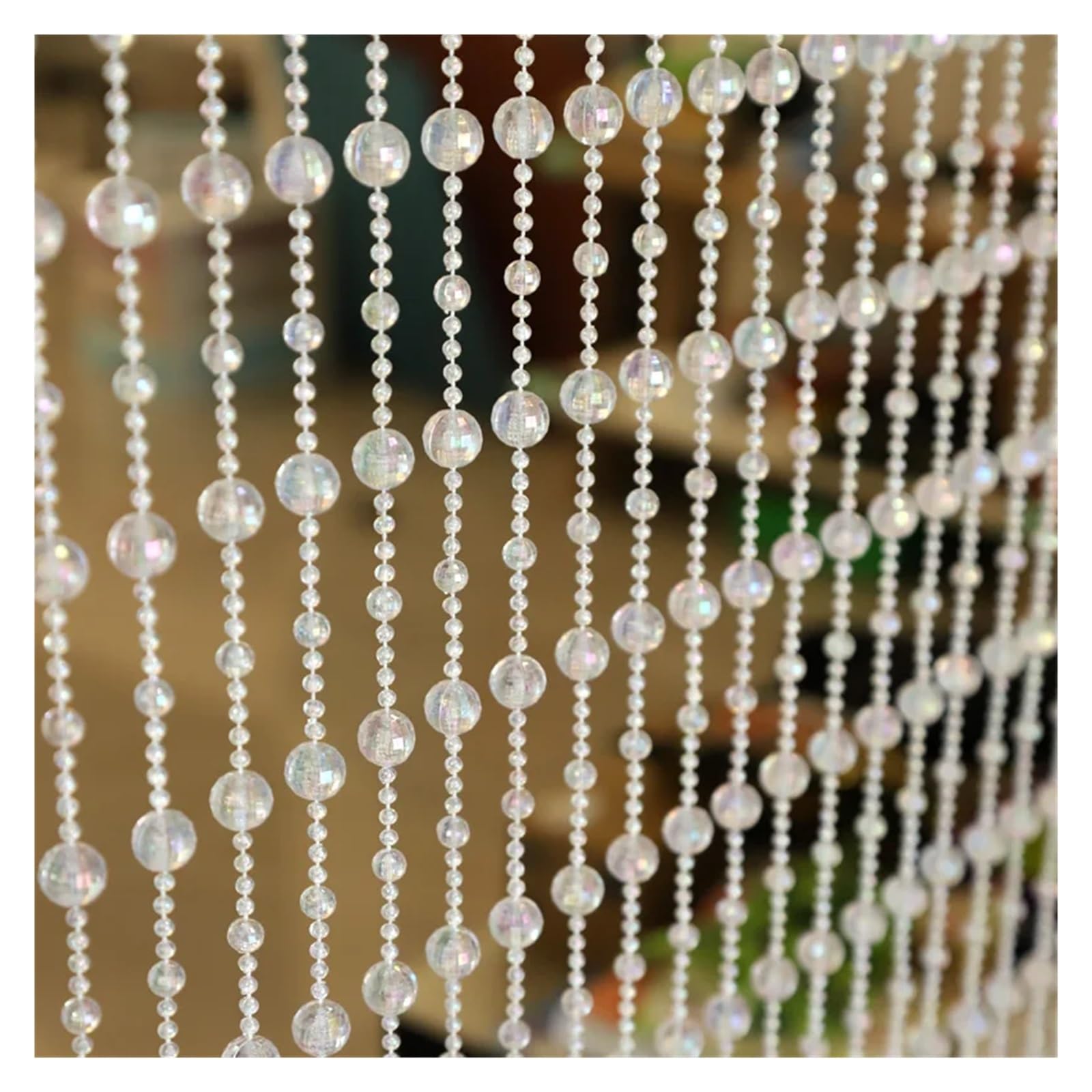 Rideau De Perle Rideau de Porte Transparent à Paillettes, en Perles de Cristal, décoration de Maison, fenêtres, balcons, Bricolage, décoration de fête, Festival(20 String 100cm)