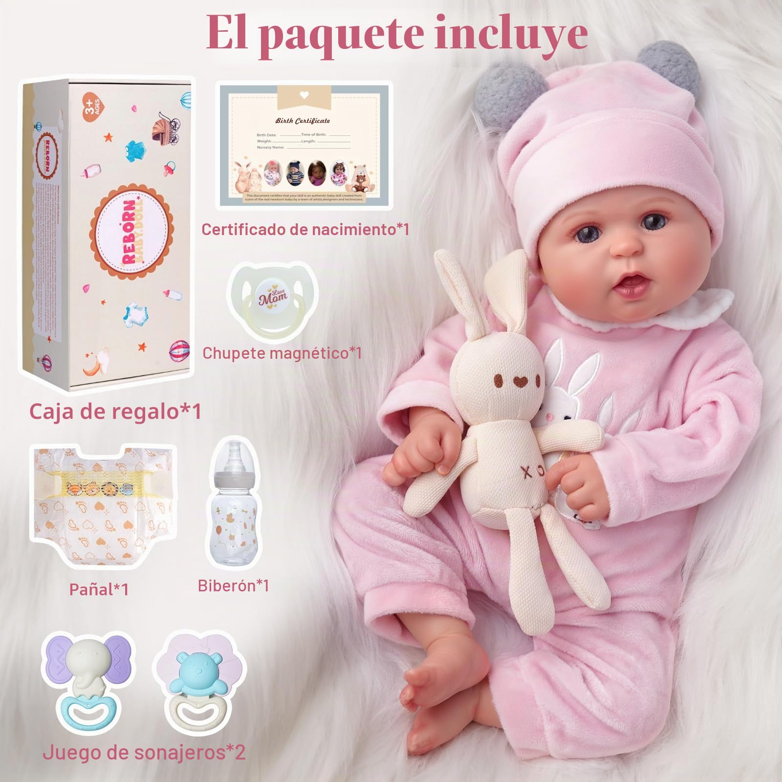 BABESIDE Reborn Dolls - Muñecas de bebé recién Nacidas de Cuerpo Suave de 20 Pulgadas, muñecas de niña con Ojos Abiertos con Ropa y Accesorios de Juguete, Regalo para niños a Partir de 3 años