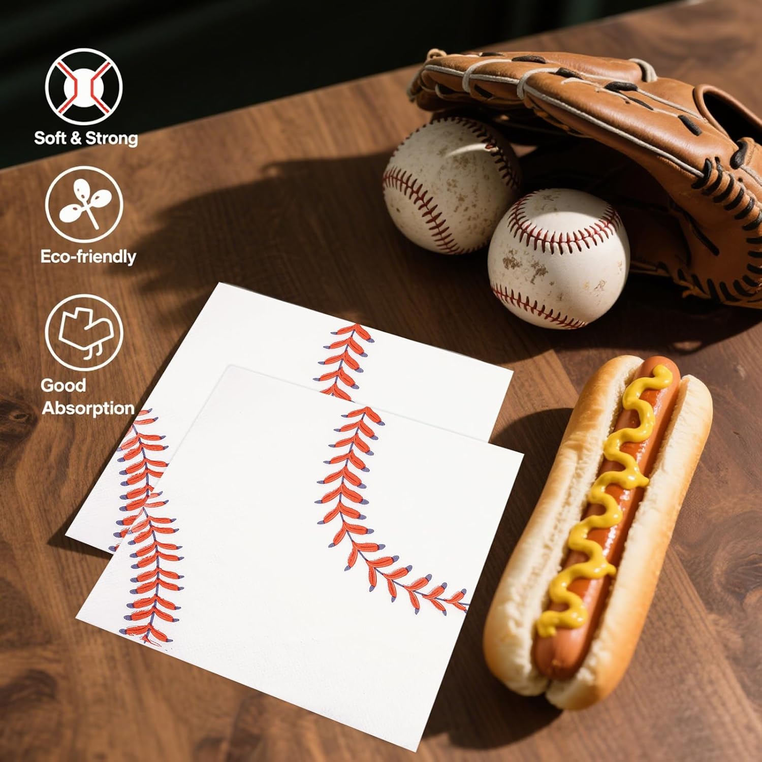 50PCS Baseball Paper Napkins, Disposable Baseball Themed Luncheon Napkins Cocktail Napkin Party Supplies for Sports Themed Party Kids Birthday Baby Shower Decorations Celebrations