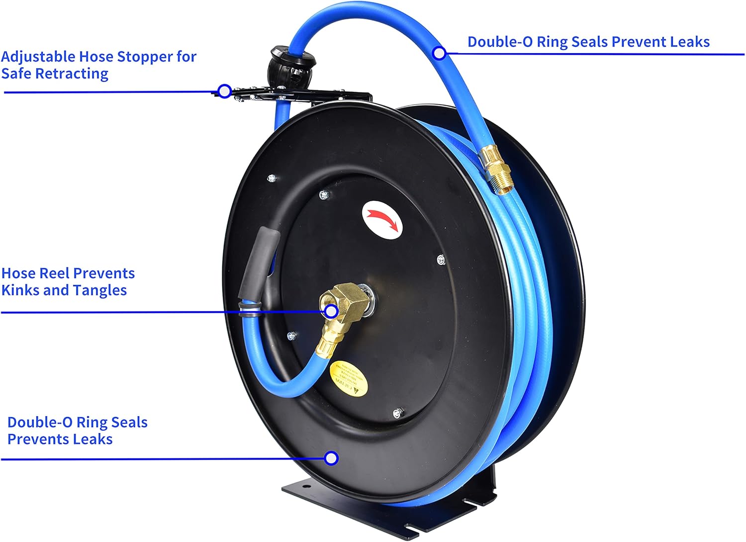 🔥 Cаѕhbасk uр tо 70% Retractable Air Hose Reel With 3/8 Inch x 50' Ft, Heavy Duty Steel Hose Reel Auto Rewind Pneumatic,Industrial Grade Rubber Hose,Black