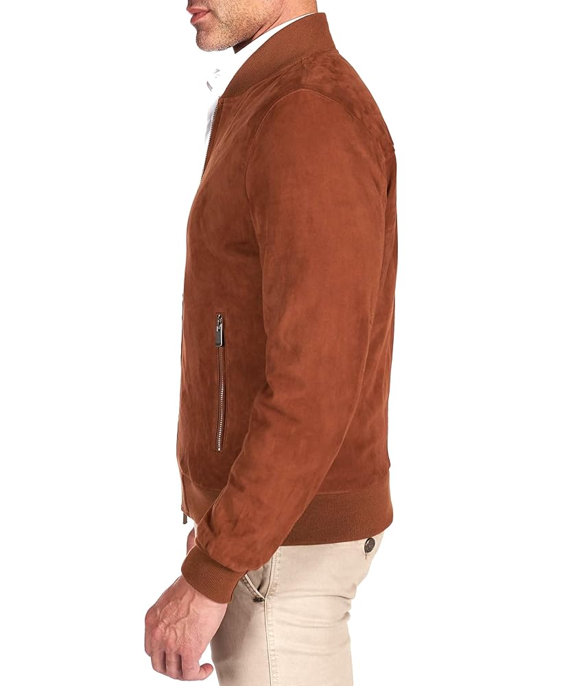 Giacca Uomo In Pelle Scamosciata D'Arienzo Bomber Gaudil - Made In Italy, Morbida E Slim Fit - Foto 4