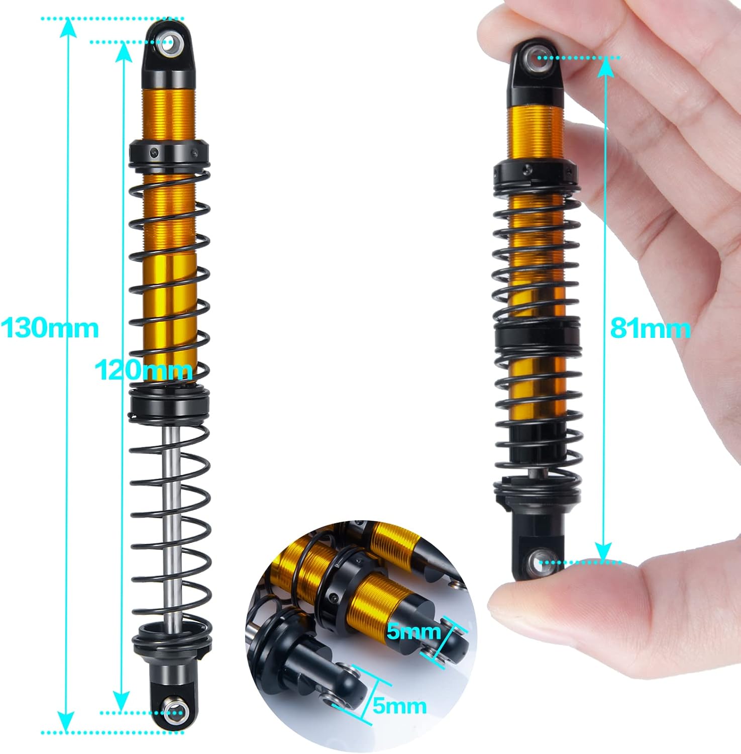 SWX 4PCS RC Shock Absorber Adjustable Assembled RC Damper Aluminum Alloy for 1/10 RC Crawler Car Axial SCX10 90046 D90 TRX4 Wraith (120mm)