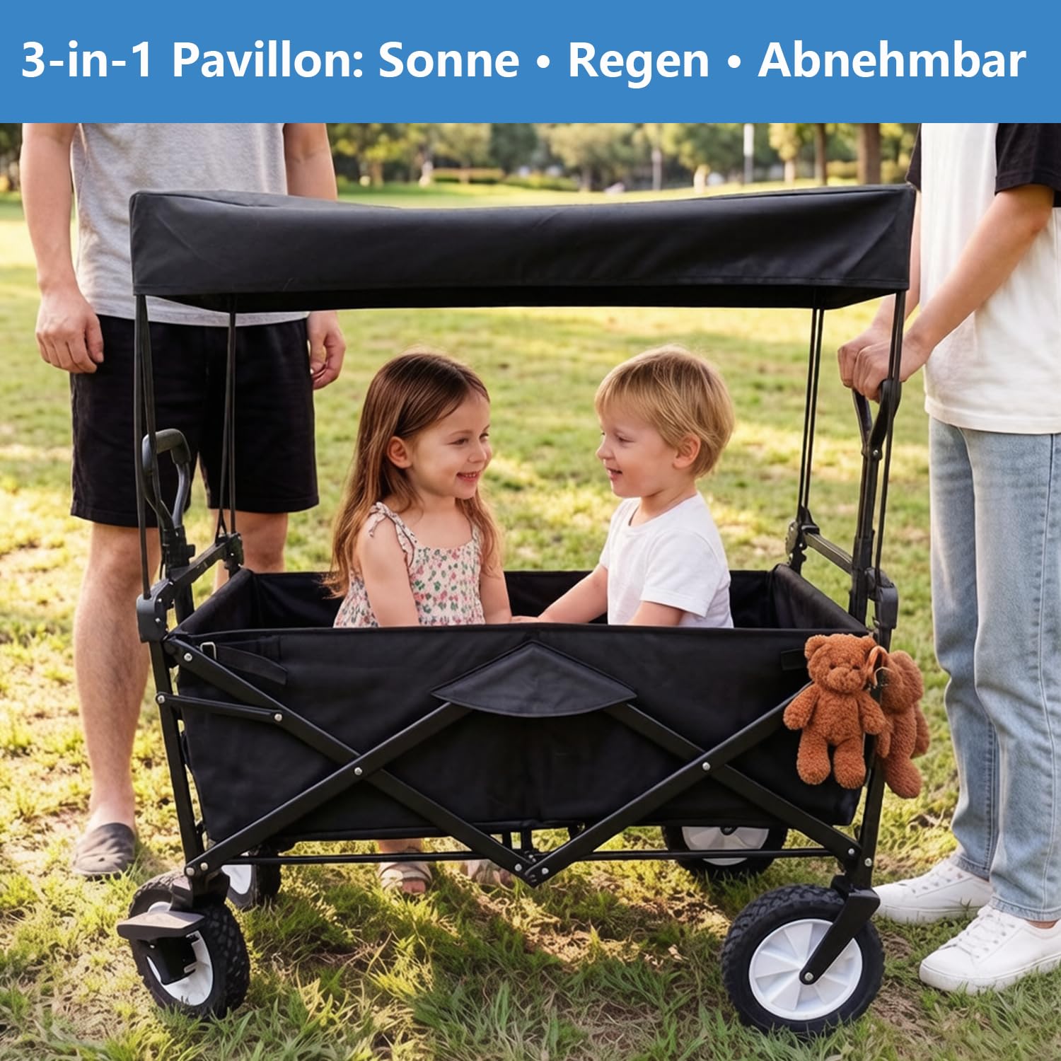 Auvent pliable pour chariot de transport - Housse de pluie - Pour enfants - Pliable - Imperméable et amovible