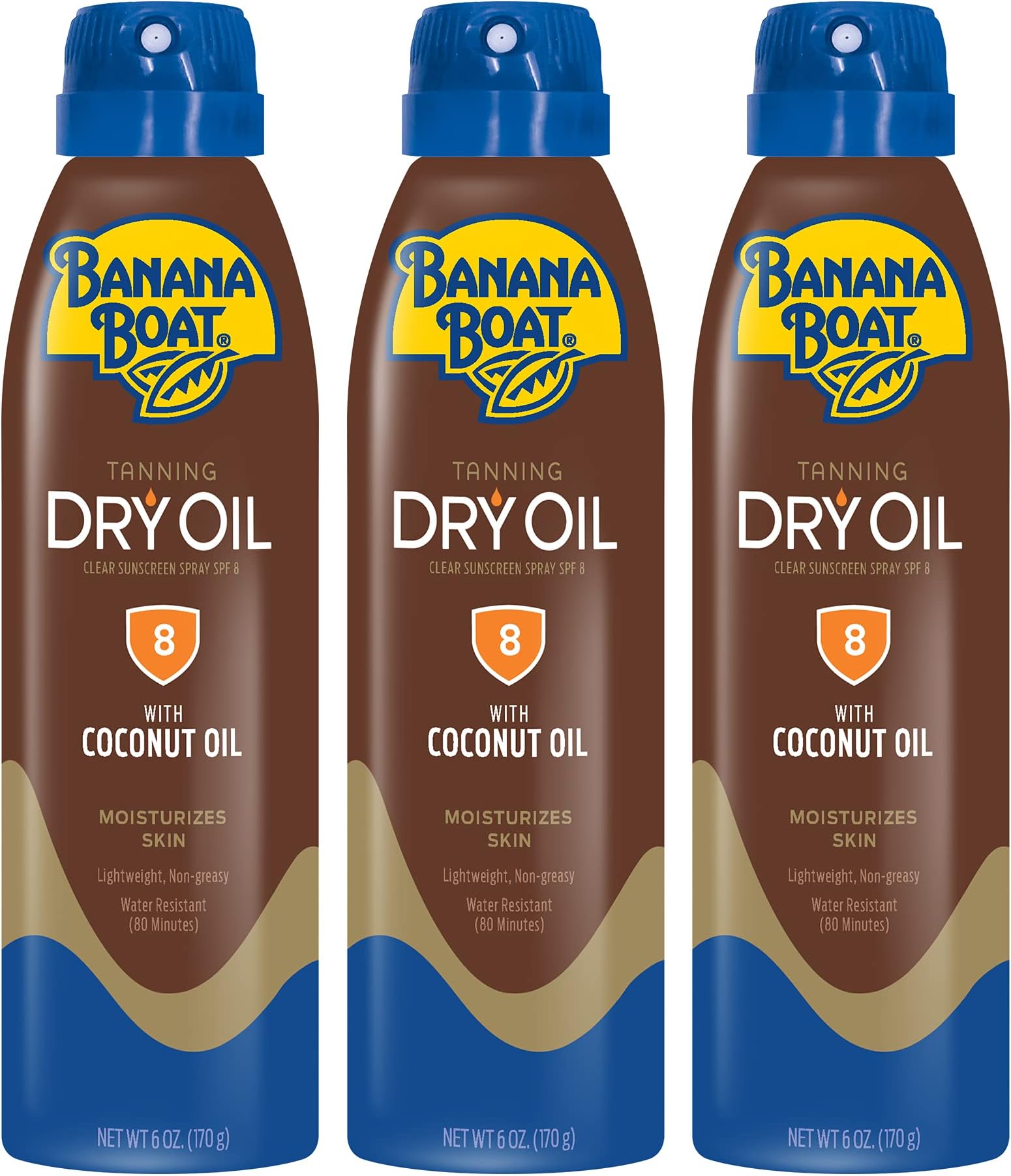 Sunscreen Ultra Mist Dry Oil Broad Spectrum Sun Care Sunscreen Spray - SPF 8, 6 Ounce(Pack of 3)