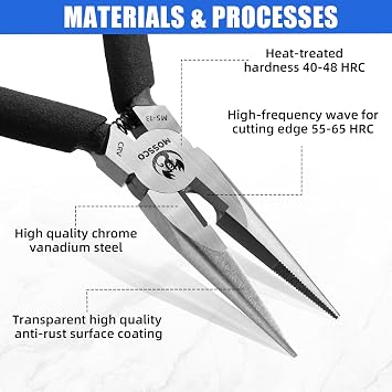 Needle Nose Pliers, 5 Mini Long Nose Pliers with Cutter, Serrated Jaw Precision Small Needle Nose Pliers for Jewelry Making, Bending Wire, Crafts, Electronic Repair