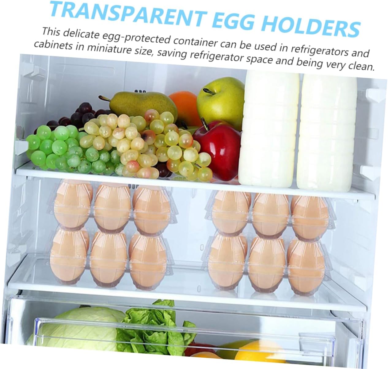 ARTIBETTER 20pcs Eggs Storage for Refrigerator Egg Carrier Plastic Container for Countertop Holders for Home Store Supermarket