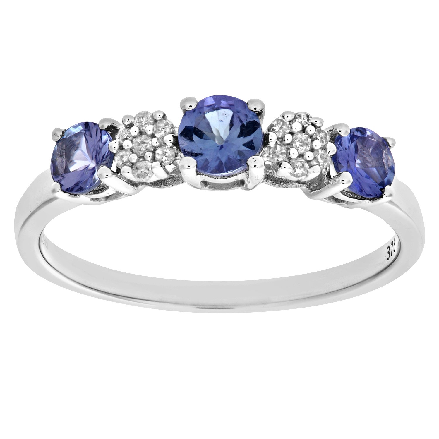 Women's 9 ct White Gold Diamond and Tanzanite Fancy Eternity Ring