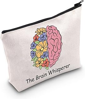 Neuroscience Gift The Brain Whisperer Makeup Bag Neuroscience Cosmetic Bag Neuroscientist Science Gift Neurology Nurse Zipper Travel Pouch (The Brain Whisperer White Bag)