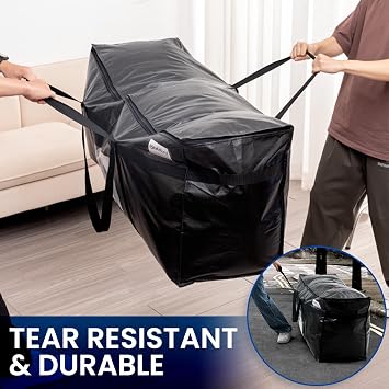 TAILI Extra Large Moving Bag with Zips, Jumbo Storage Bags, Black 1 Pack | Storage Clothes Bedding Duvet Quilt Blankets, Reusable Moving Supplies