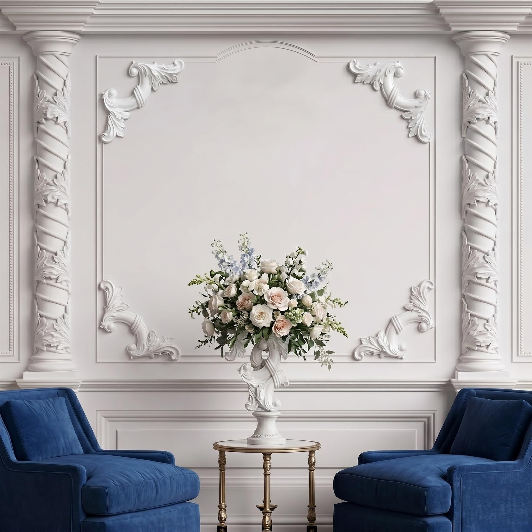4 PCS Angolari Decorativi per Pareti E Soffitti in PU Modanature Angolari 3D con Decorazioni Floreali Profili Decorativi Verniciabili per Cornici E Angoli Elegante Finitura