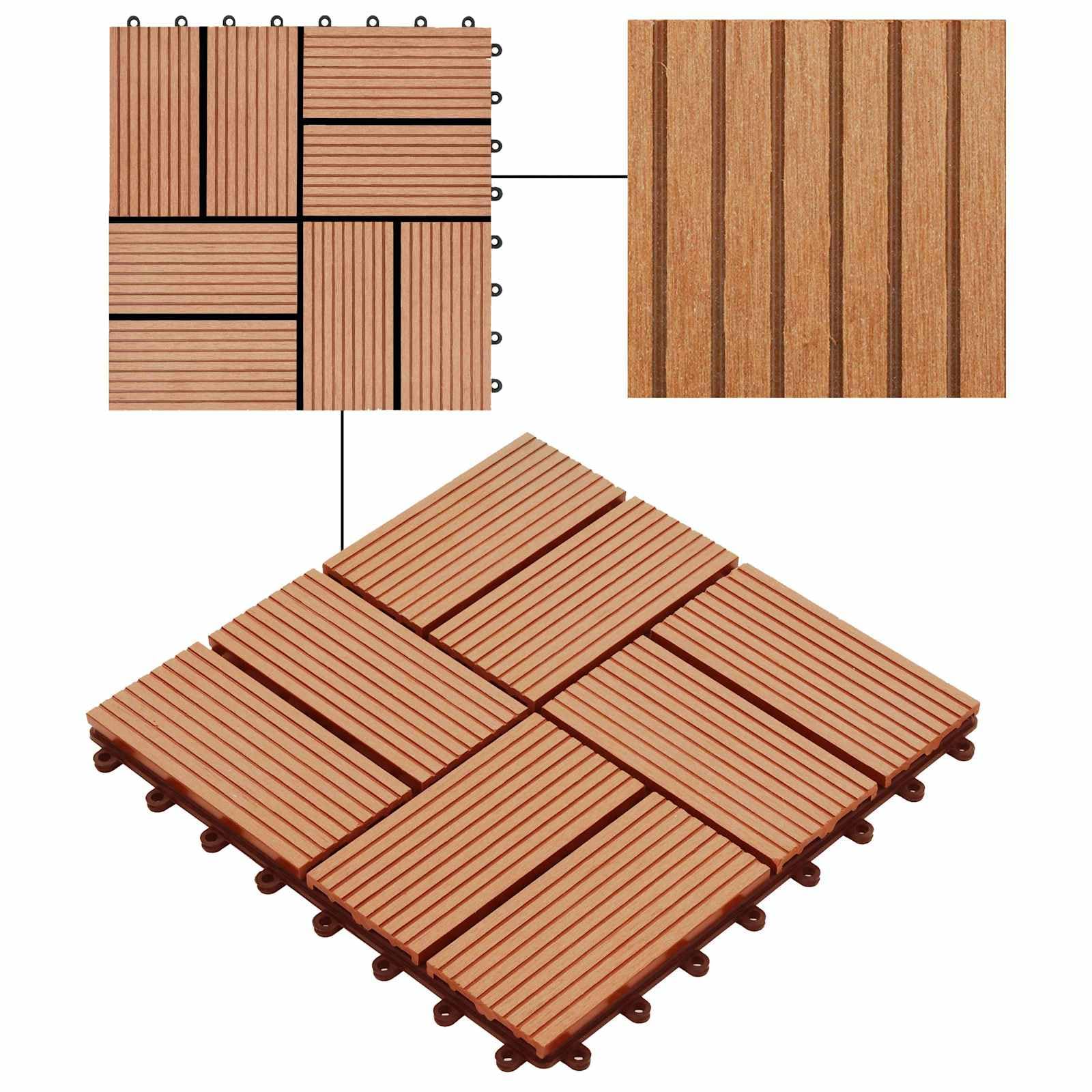 Generisch Terrassenfliese 22 STK. Teak 30 x 30 cm WPC,Haushaltsbedarf,18 kg-3444840
