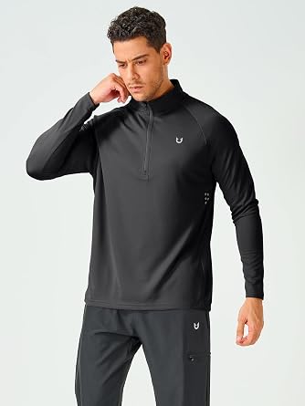 NORTHYARD Men's Quarter Zip Pullover Athletic Running Shirts Long Sleeve