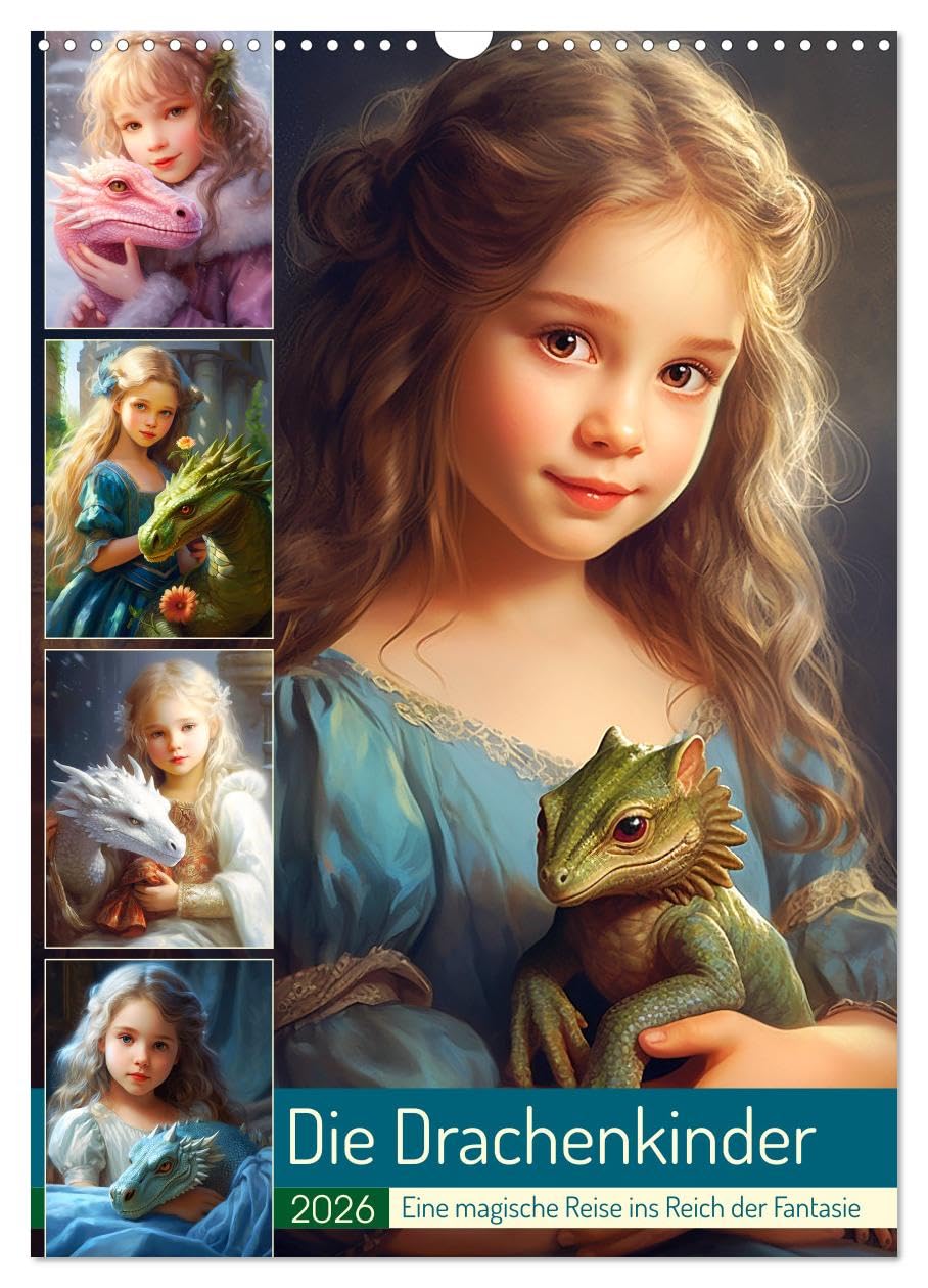 The Dragon Children. A magical journey into the realm of fantasy UK-Version (Wall Calendar 2026 DIN A3 Portrait), CALVENDO 12 Month Wall Calendar — image 1