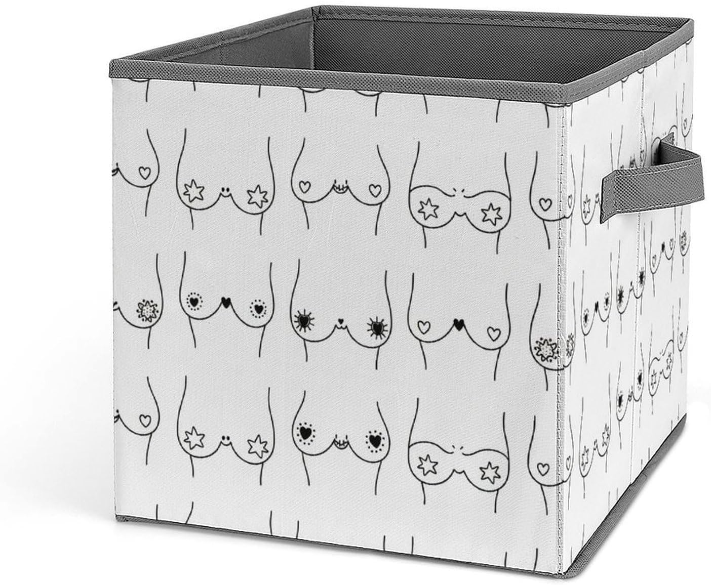 Different Breast Boobs 11 Inch Cube Storage Bins Bin with Handles Collapsible Storage Baskets Boxes Organization for Room Decor Shelves Closet 1Pcs