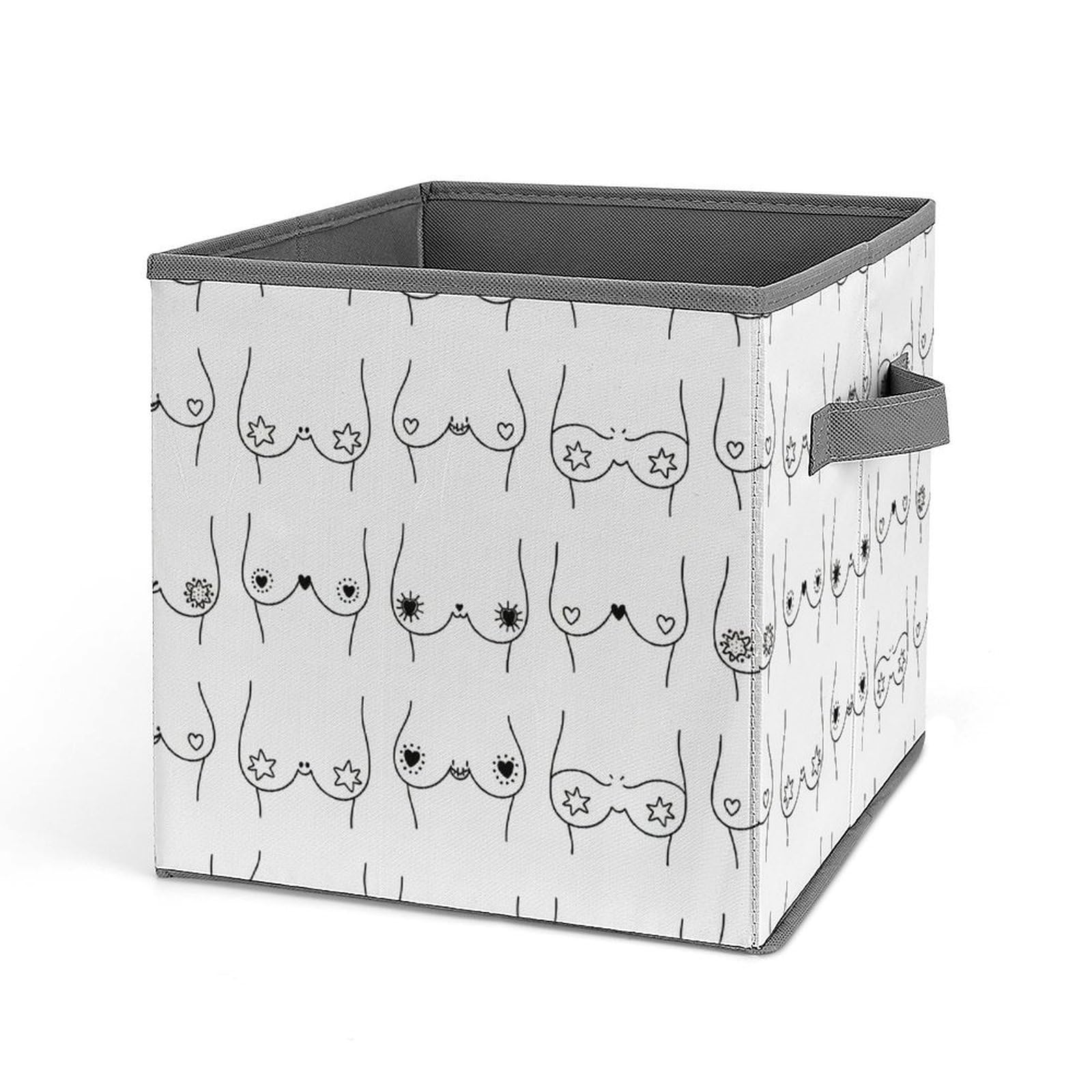 Different Breast Boobs 11 Inch Cube Storage Bins Bin with Handles Collapsible Storage Baskets Boxes Organization for Room Decor Shelves Closet 1Pcs
