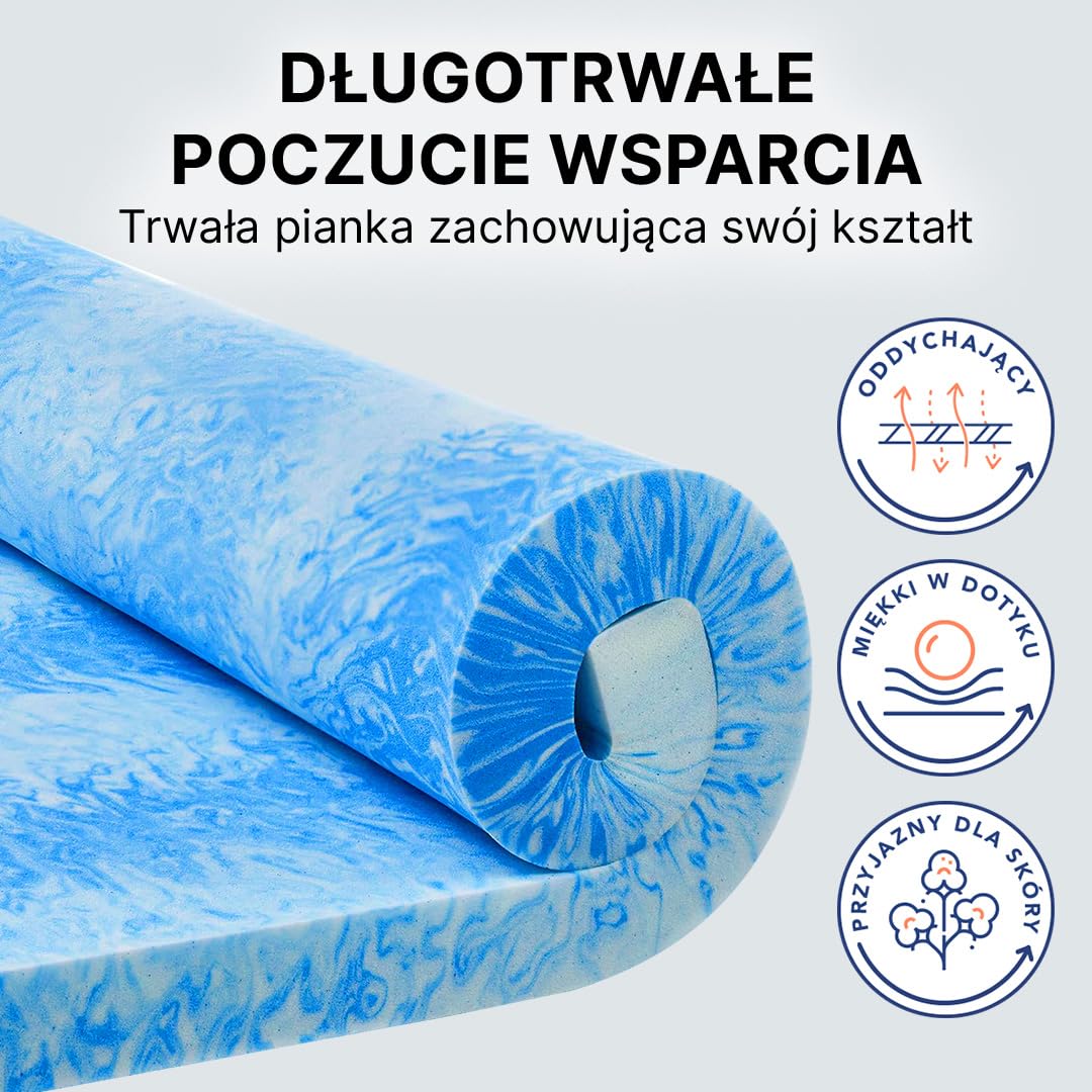 MKS Dream Nakładka na Materac 90x200 cm, Mattress Topper Memory Foam 5 cm H4, z Pianki z Pamięcią Kształtu i Pianki Żelowej, Ergonomiczny, Oddychający i Zdejmowany Pokrowiec do Prania