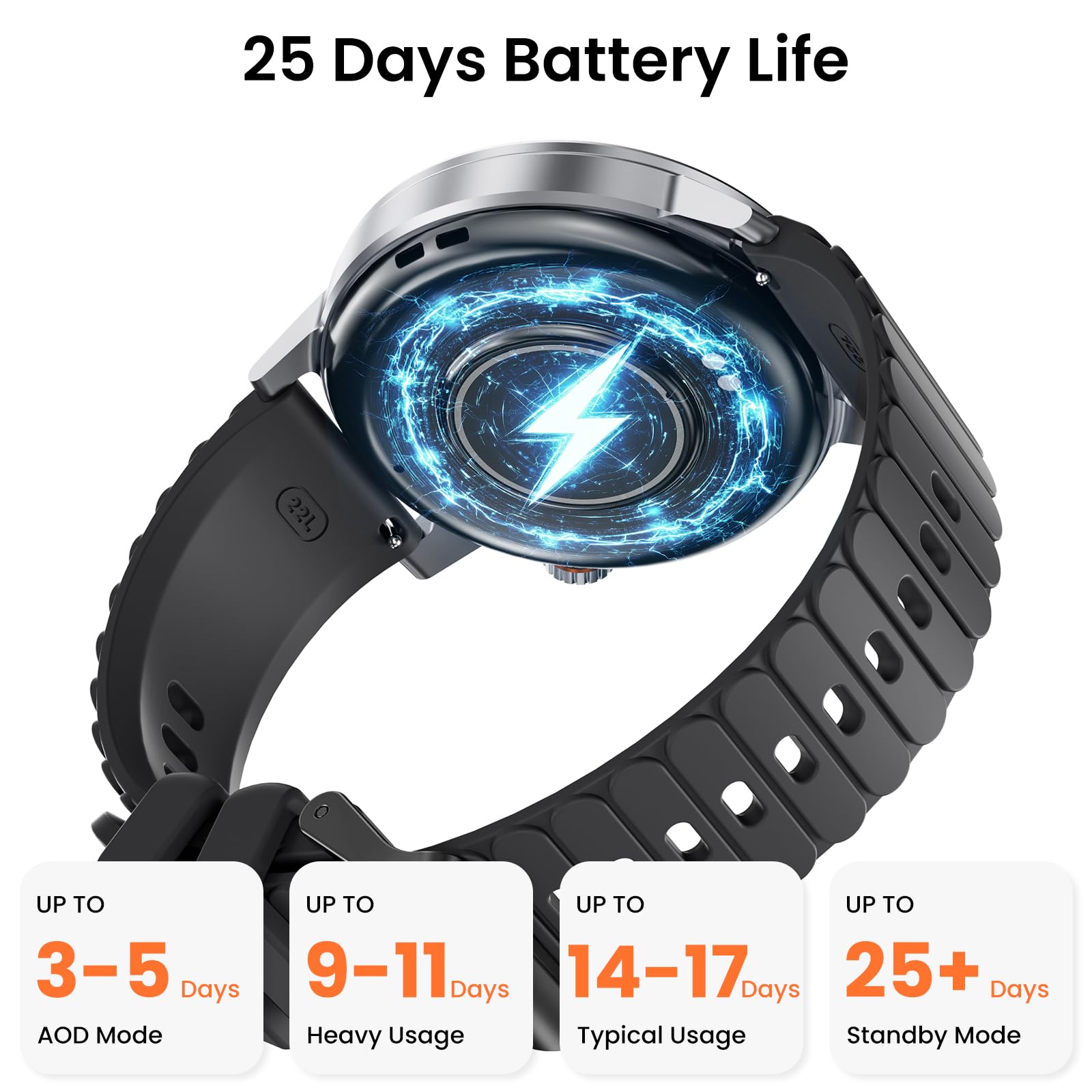 KOSPET Smartwatch z wyświetlaczem AMOLED o przekątnej 1,43" i połączeniami Bluetooth, czas pracy przez 18 dni, monitorem tętna, SpO2 i snu, 170+ trybów fitness, IP68, wodoodporny, kompatybilny z