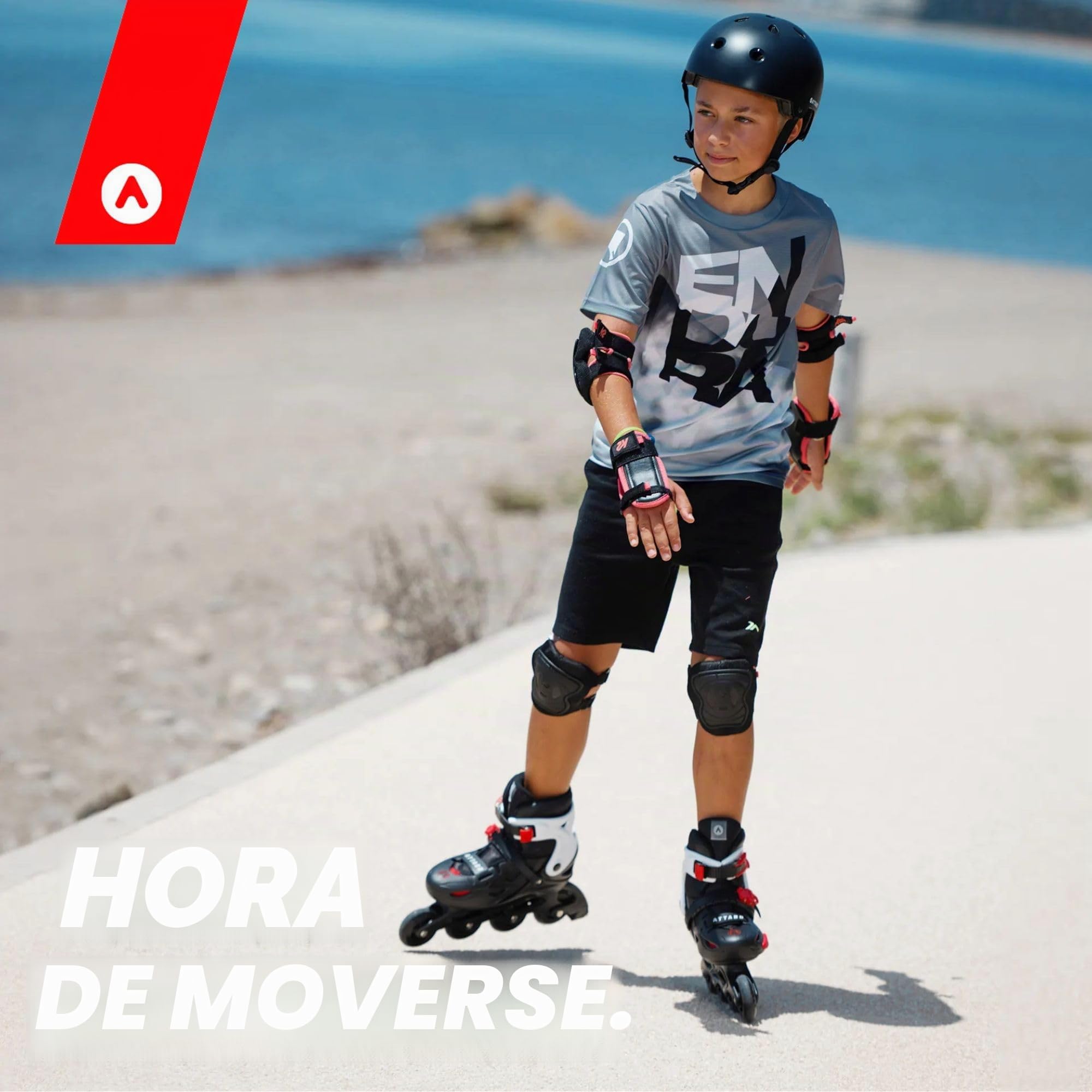 ATTABO Patines en línea APX Tamaño 31-40 Ajuste de Cinco etapas ABEC-7 Rodamiento rígido PP Carril Antiadherente PU Ruedas Frenado Fácil Ajuste Ajuste Color Negro/Blanco