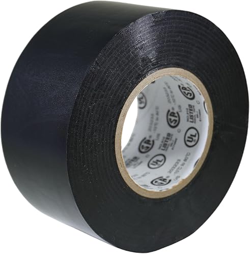 GGR Supplies T.R.U. EL7566-AW Cinta eléctrica de PVC negro de goma de grado profesional, clasificada hasta 600 voltios y 176 F - Listado sintético