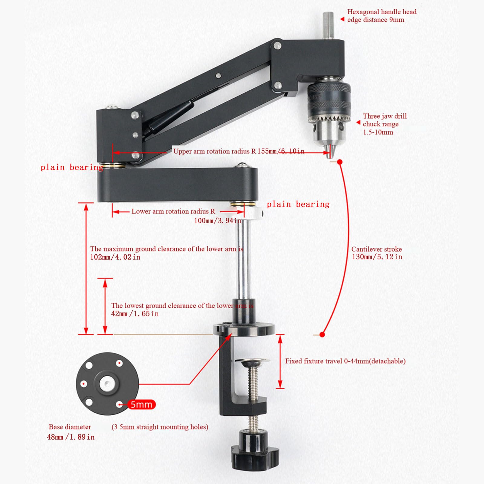 Leichter Cantilever Gewindebohrer, Handbohrer Gewindebohrer, Cantilever Halterung für horizontale und vertikale Mikroskope, Automobil Aluminium Gewindeschneider