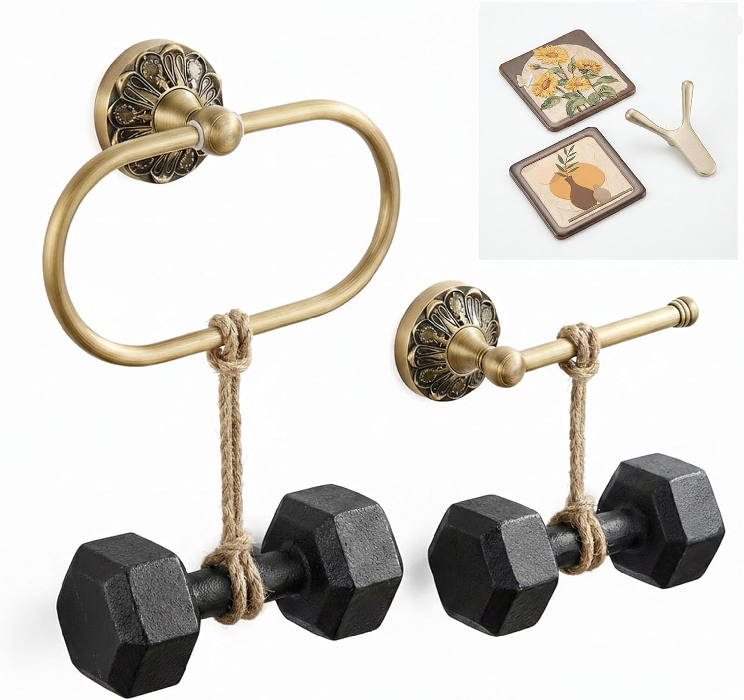 Antique Brass Toilet Paper Holder with Vintage Petal Base, Hand-Aged Solid Brass Design for Bathroom Renovation or Rustic, Classic & Farmhouse Styles, Enhances Overall Decor Quality and Warmth