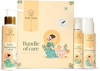 Pure Aura Winter Special Baby Care Kit | Moisturising Lotion + Baby Wash + Sunscreen | Chemical-Free | For Soft & Sensitive Skin | Safe for Newborns & Kids | Doctors Recommended | Made in India