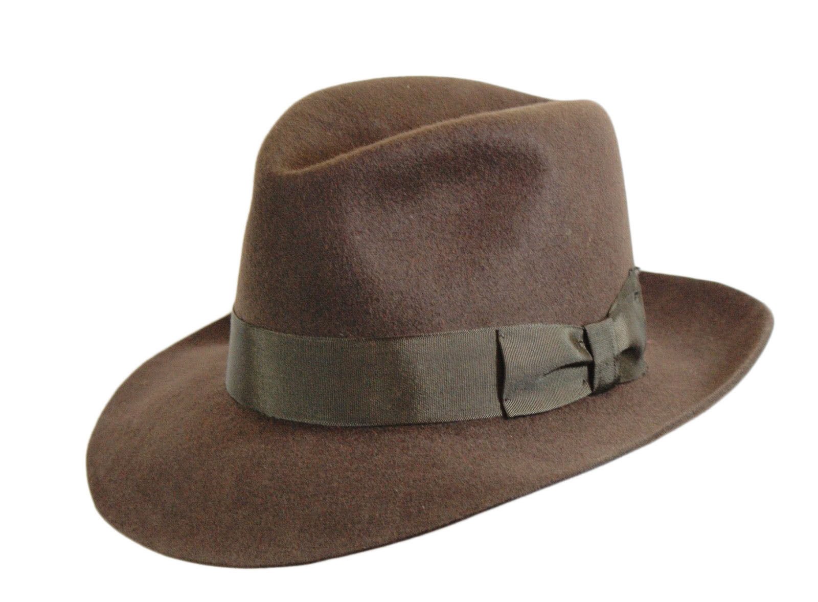 viz-uk wear Gents Wool Indiana Hat Chocolate Brown Felt Fedora Trilby Hat With Wide Band