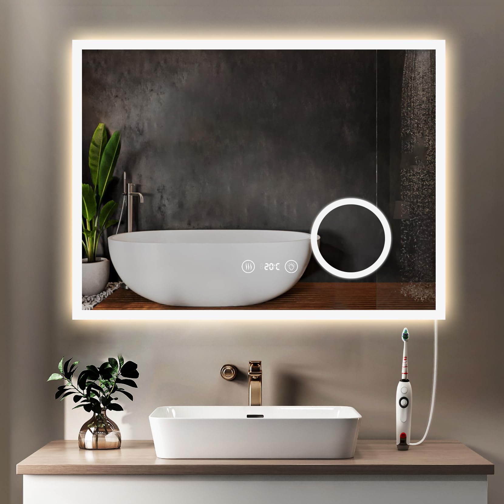 Miroir Salle De Bain Avec éclairage 80 X 50 Cm, Miroir LED Ovale, Anti