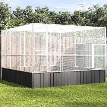 Spacious Outdoor Galvanized Steel Bird Aviary Cage, Secure Flight Birdcage for Parrots, Finches, Budgies, Durable Pet Cages, Weatherproof Habitat