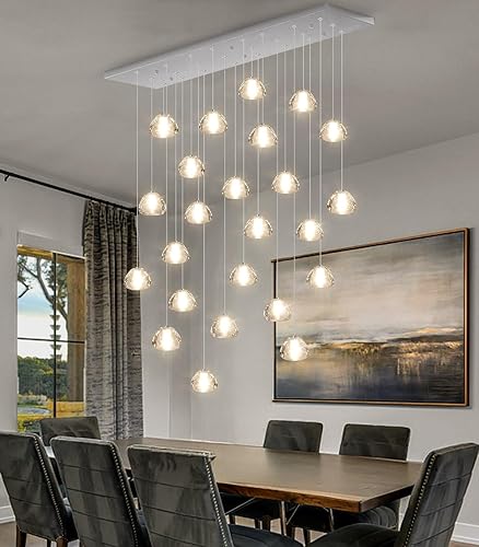 Miniatura 30 de Candelabros de cristal modernos LED Iluminación de techo Foyer Lámpara de techo grande para escalera Sala de estar Pasillo Entrada Negro