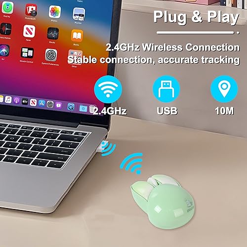 Miniatura 2 de Ratón inalámbrico, linda forma de hámster, 2.4GHz, alcance inalámbrico de 49.2 ft, peso de 2.1 onzas, 3.7 pulgadas de longitud, conectividad USB,