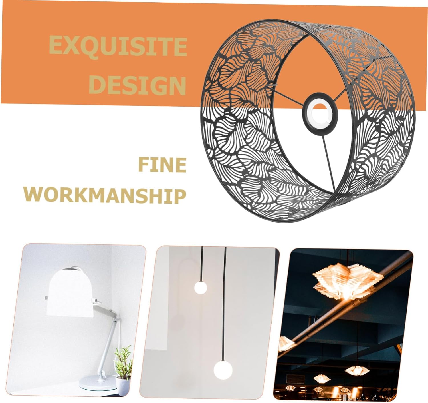 Uonlytech Wall Lamp Shade Replacement Chandelier Lamp Shade Light : Black Metal Lampshade Table Carved Lamp Desk Light for Table Lamp Floor Light Accessory Ceiling Light Shade